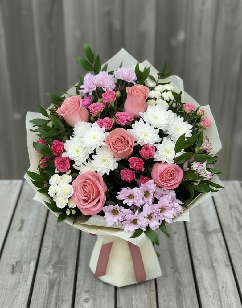Букет цветов из: Альстромерии, Гвоздики, Розы и Хризантемы в Ветлужском Костромской области