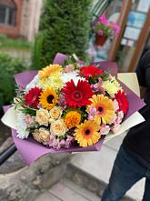 Букет цветов из:  Герберы, Ромашки, Хризантемы, Розы и Подсолнухи #REPLACE_PRED# Ветлужском Костромской области