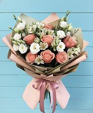 Букет цветов из:  Розы, Альстромерии и Лизиантусы в Ветлужском Костромской области