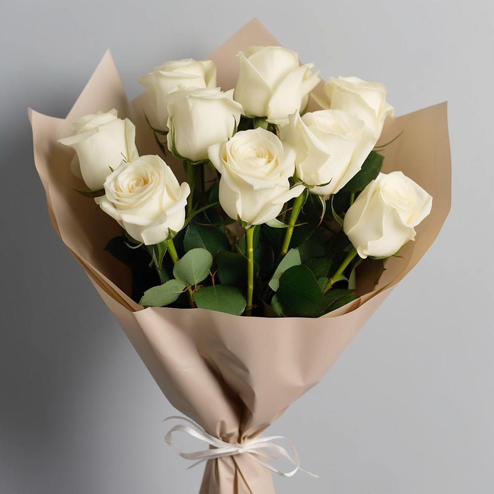 Букет 9 Белых роз Эдлесс Лав в Ветлужском Костромской области