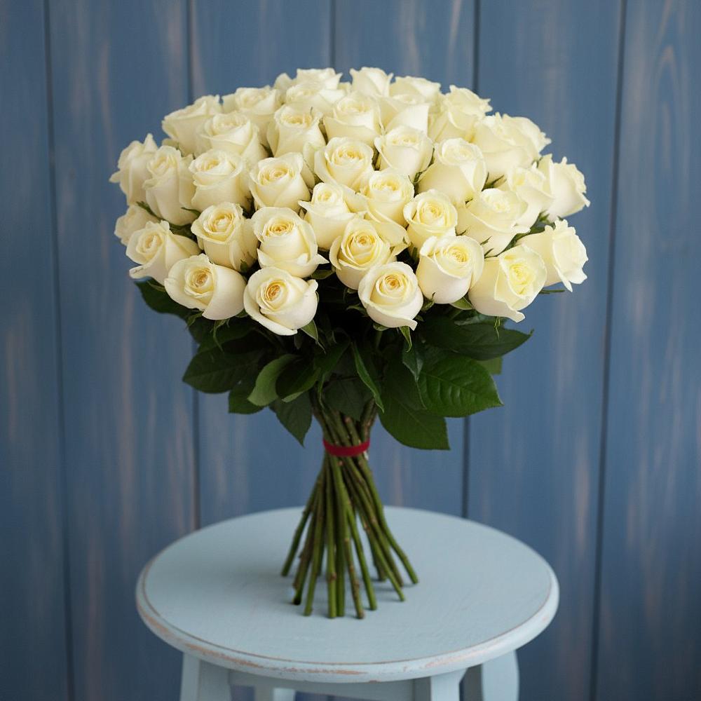 Букет 51 Белая роза Эдлесс Лав в Ветлужском Костромской области