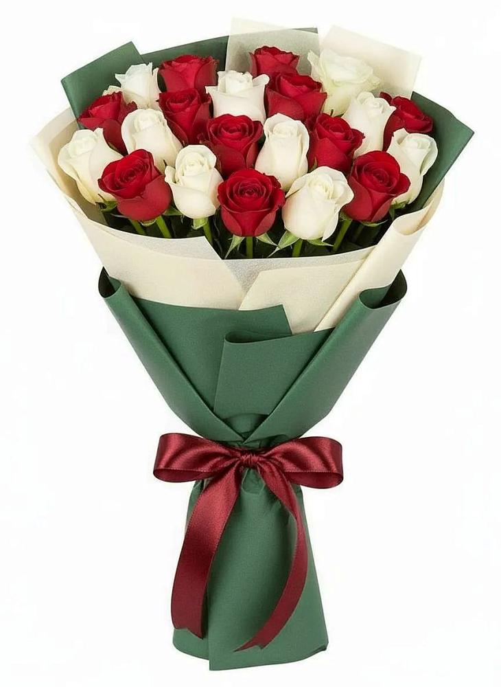 Букет Микс из красных и белых роз в Ветлужском Костромской области