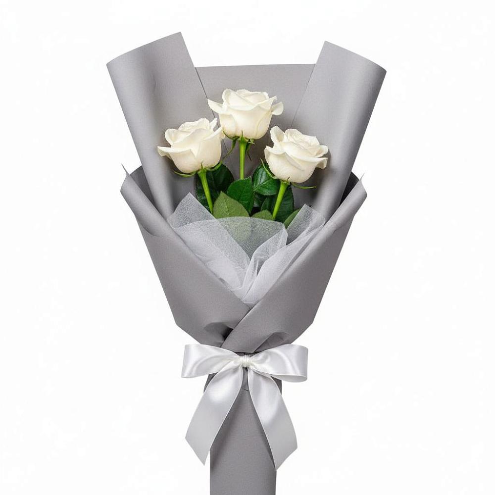 Букет 3 белые розы в Ветлужском Костромской области