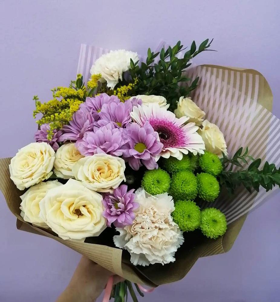 Букет цветов из: Хризантемы, Розы, Гвоздики и Герберы в Ветлужском Костромской области