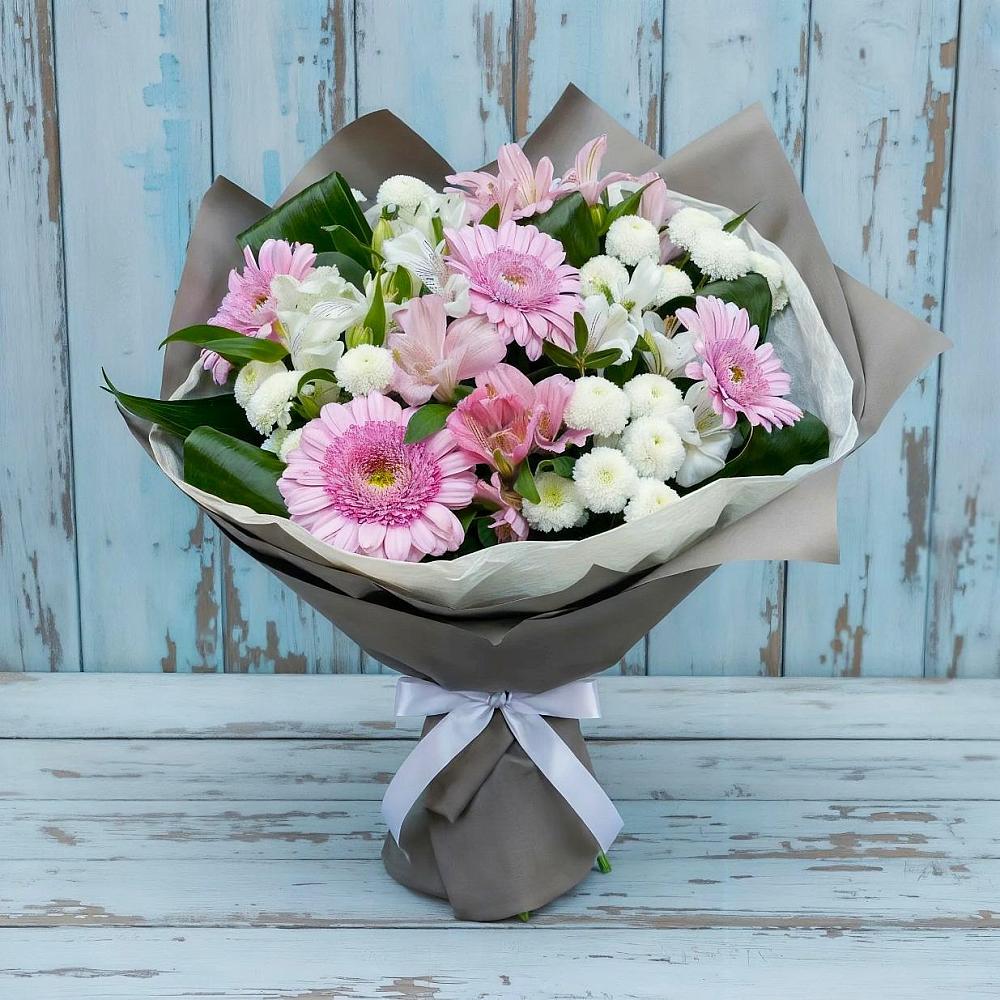 Букет цветов из: Герберы, Альстромерии и Хризантемы в Ветлужском Костромской области