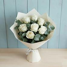 Букет Белые розы в Эвкалипте в Ветлужском Костромской области